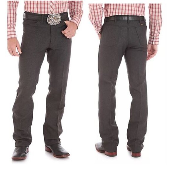 Wrangler Wrancher Mens Size 36x30 Polyester Dress Jeans Pants 82HK Gray Black - Picture 1 of 9